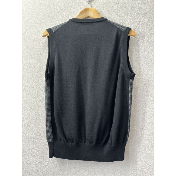 Toscano Men's Merino Wool Blend Two Tone Houndstooth Sweater Vest Medium - Picture 2 of 5